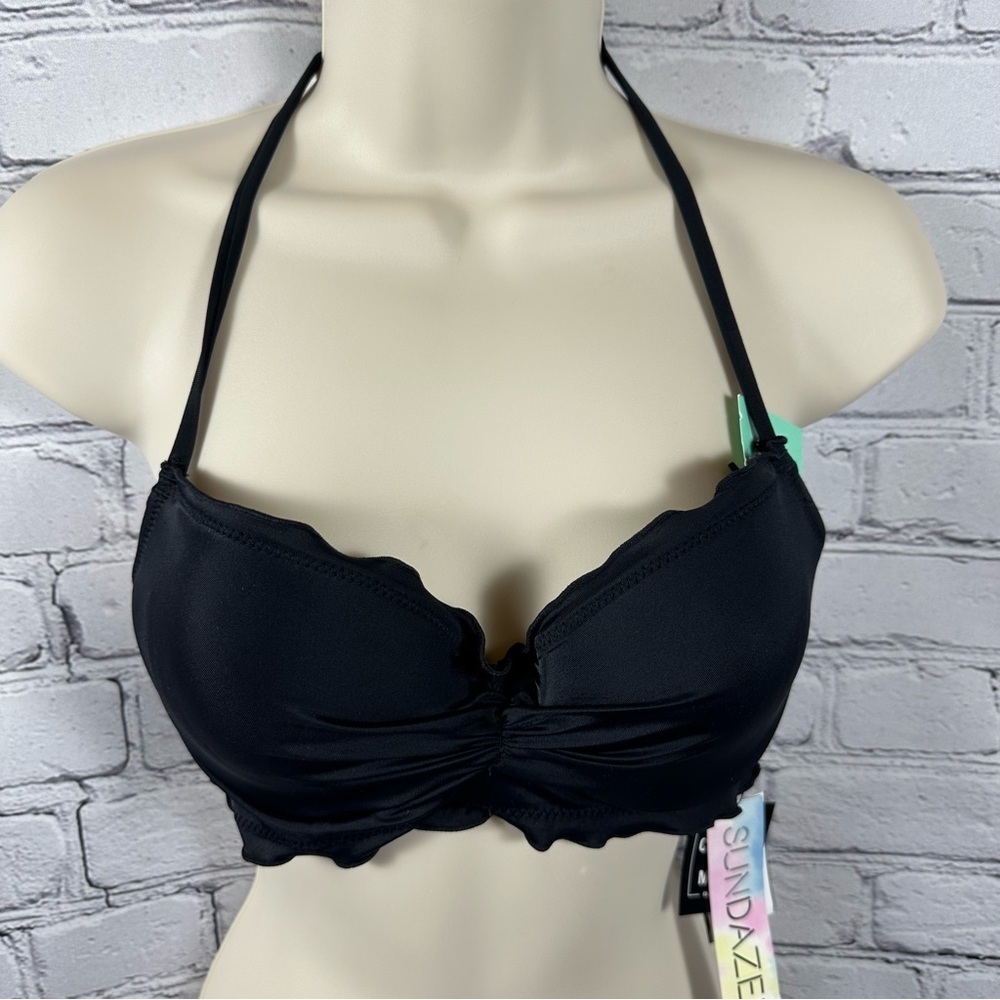 Sundazed Nixie Bra Size Halter Bikini Swim Top Ruffled Underwire Support 32C NWT